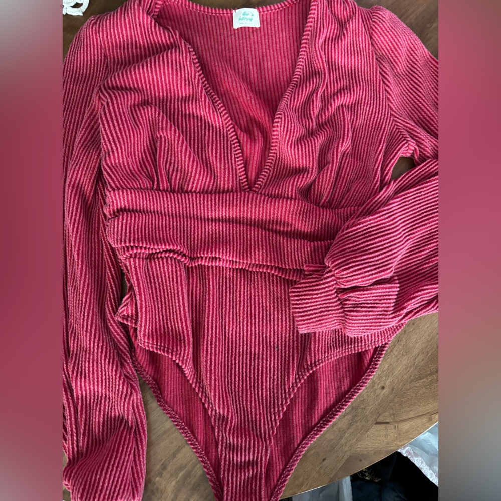 Striped Red Long Sleeve BodySuit